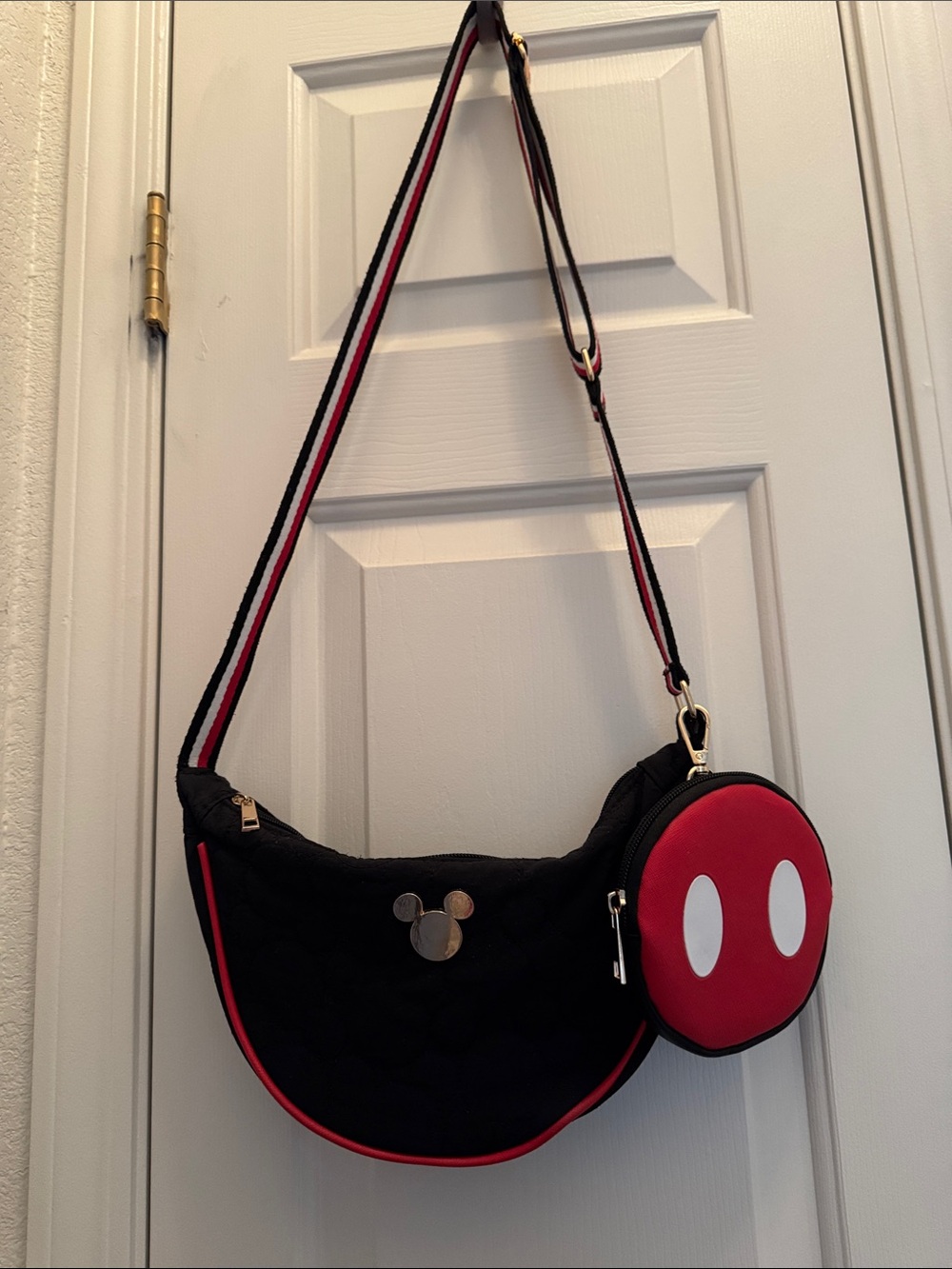Disney Black and Red Mickey Accent Crossbody with Coin Pouch